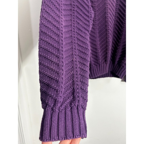 Purple Chevron Knit Sweater Crewneck Pullover Knitwear Long Sleeve - Picture 3 of 9
